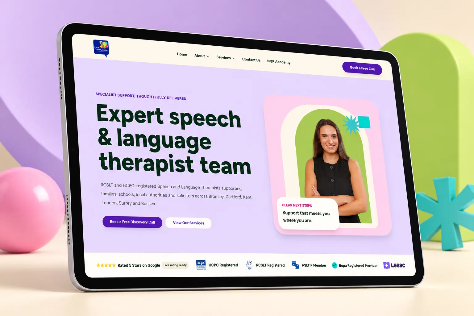 Let's Communicate website designed by MX Web Design