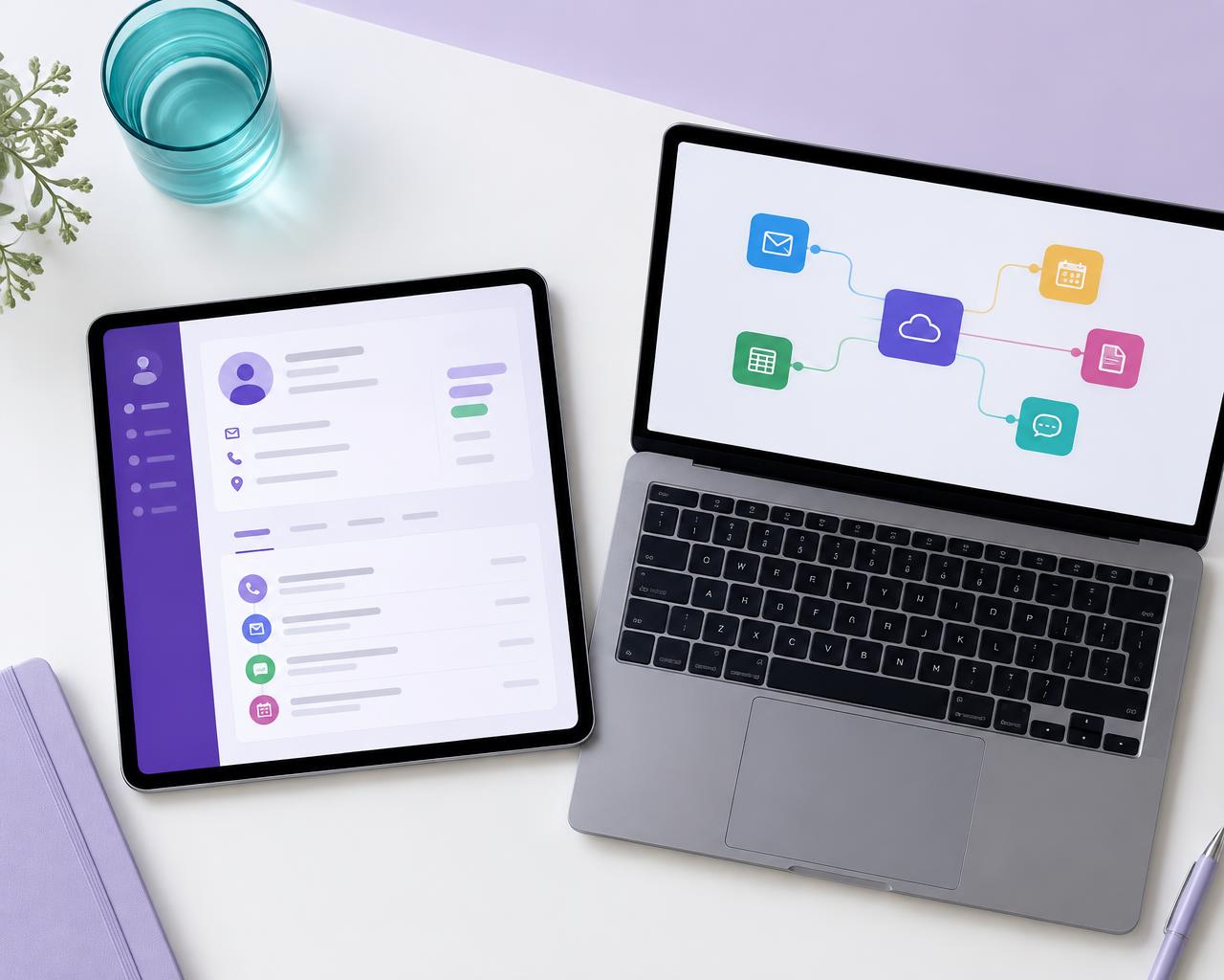 Illustrative CRM and connected business-tool workflow